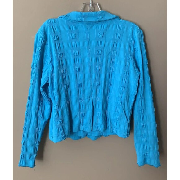 Andria Lieu Collection Jacket / Top Set Size Large 2-Piece Turquoise Textured B4 - Picture 2 of 6